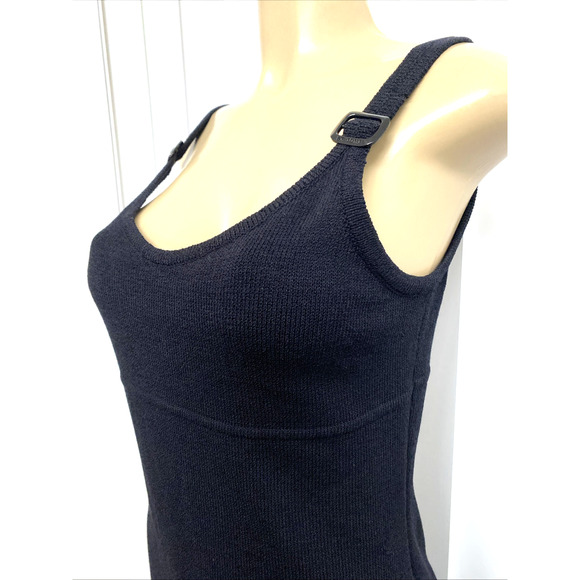 VTG St John Santana Knit Dress Sheath Spaghetti Strap Black Scoop Neck S… - Picture 4 of 10